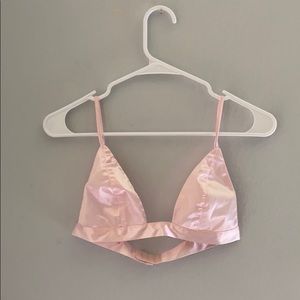 Pink satin bralette